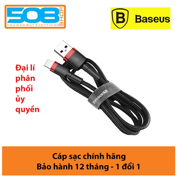 Cap sac nhanh 2.4A Baseus Cafule dây bên chông gâp đông bô data nhanh chong danh cho iPhone dai 100CM  nhiêu mau  – Hang chinh hang – Đen Đo