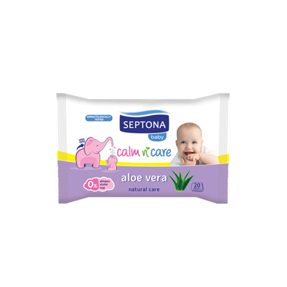 Khăn ướt cho bé SEPTONA Baby Wipes Travel Lô Hội 20 tờ