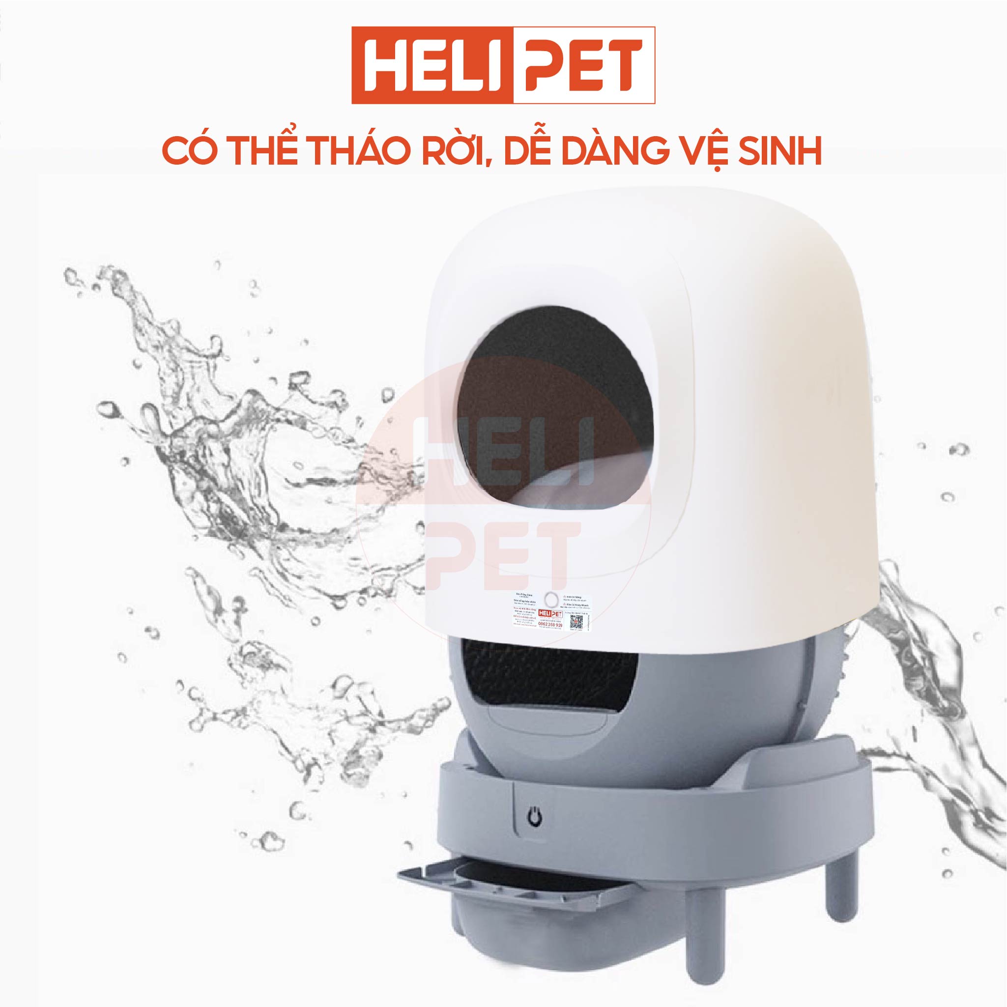 Máy Vệ Sinh, Dọn Phân Mèo Tự Động PETREE x HeLiPet, Kết Nối Wifi, Dùng App, Bản Quốc Tế