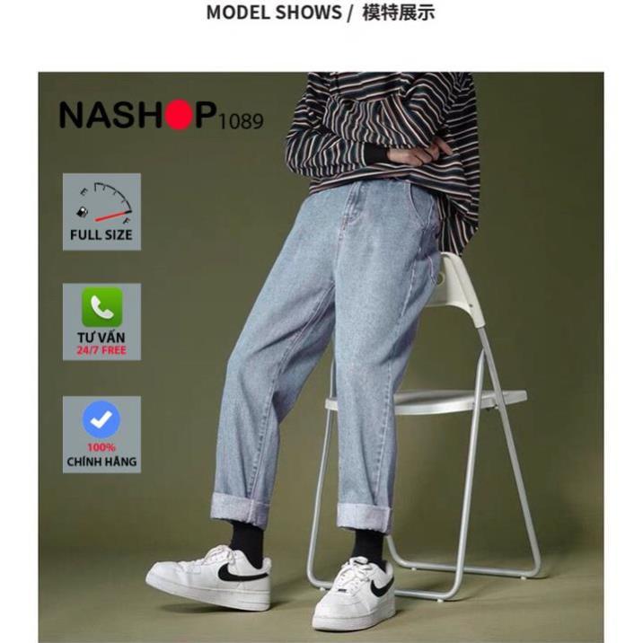 Quần jean bò baggy nam Nashop QT30 1089 quần bò ống đứng hot năm 2021