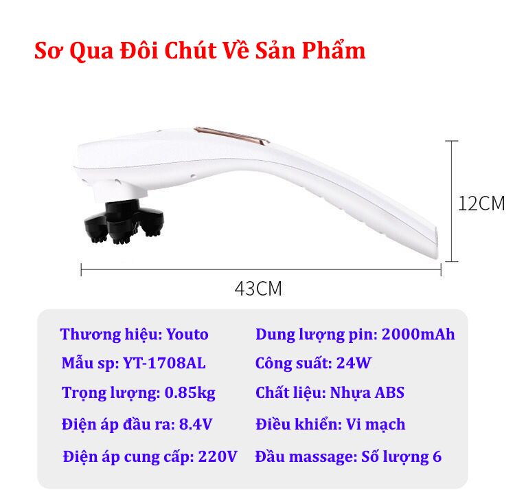 Máy massage cầm tay sạc pin 6 đầu