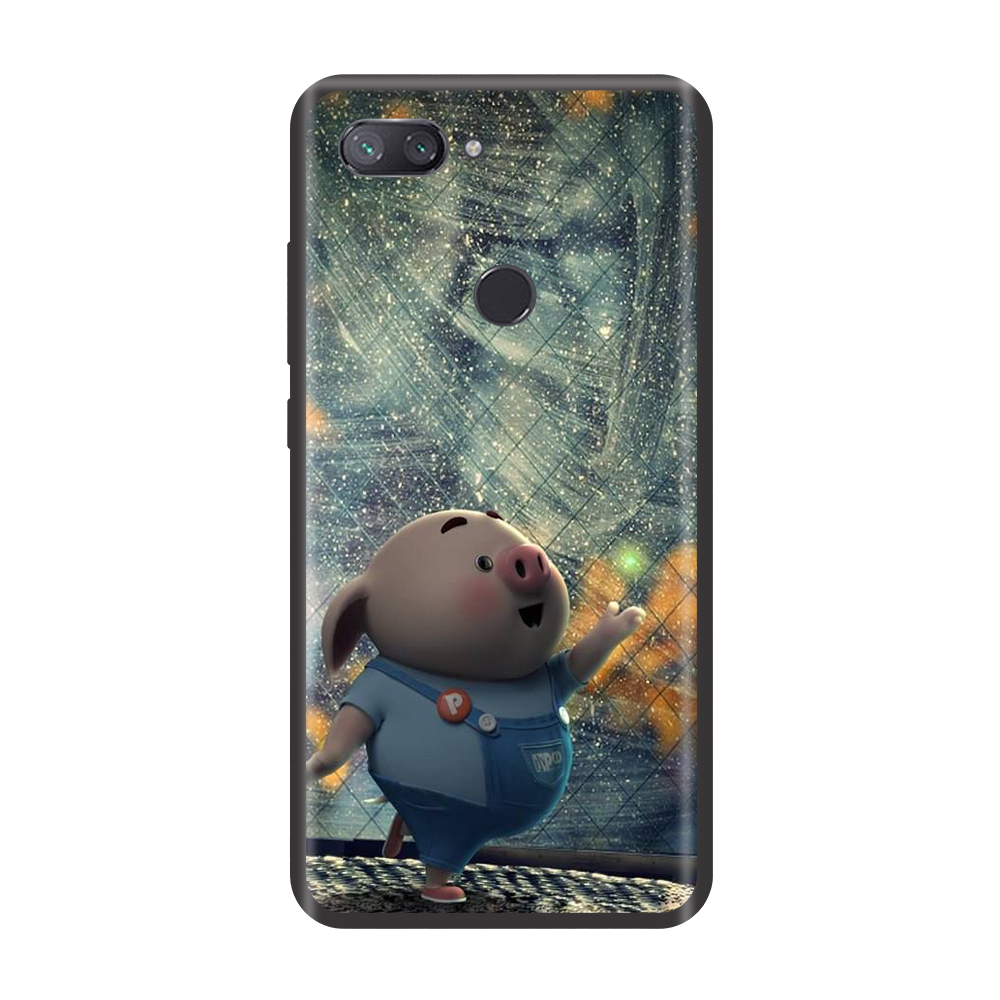 Ốp lưng TPU viền dẻo cho điện thoại XIAOMI MI 8 LITE Hình Heo Con Chạy Bộ