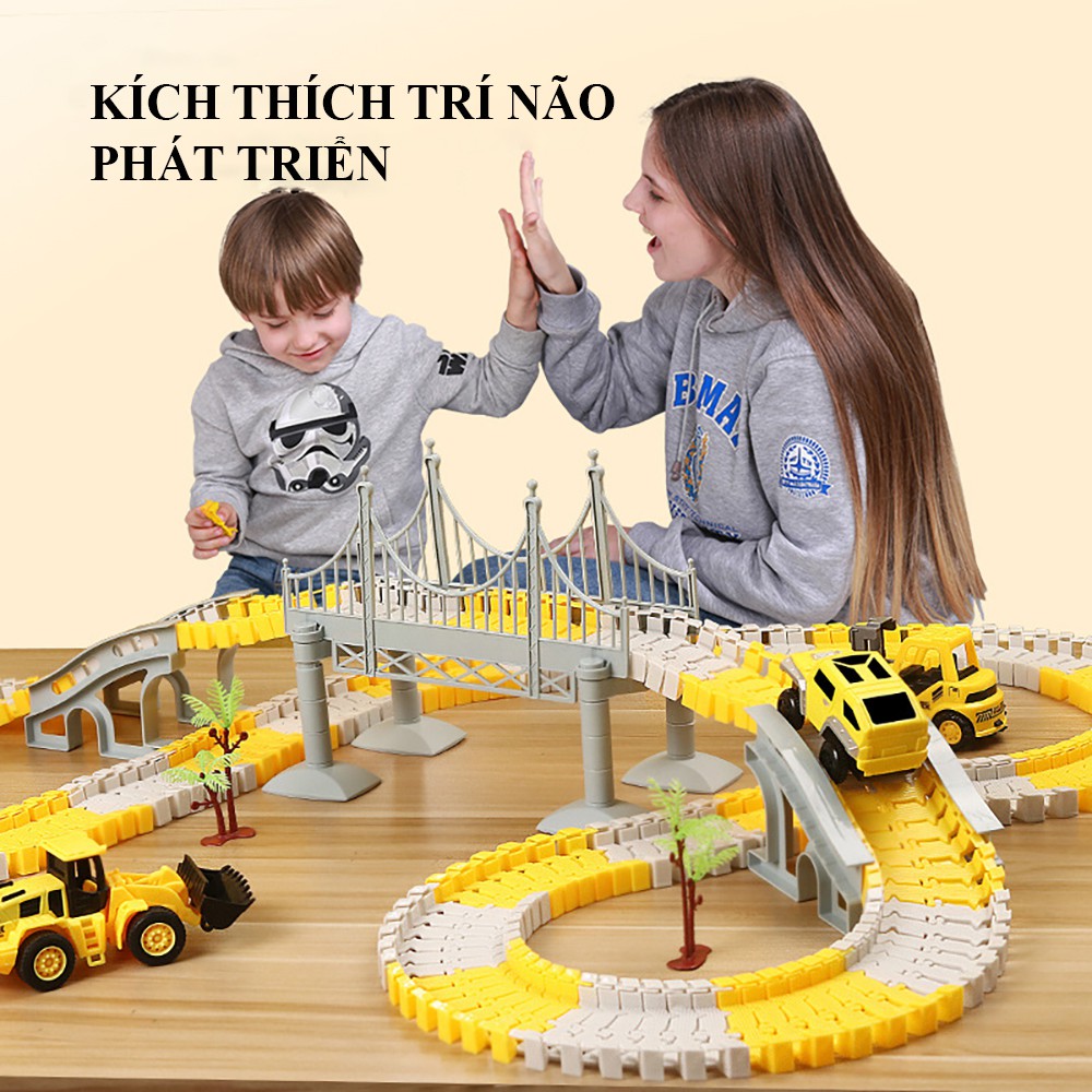 Bộ đồ chơi lắp ráp mô hình đường ray ô tô siêu tốc cao cấp bằng nhựa ABS an toàn cho bé, quà tặng sinh nhật