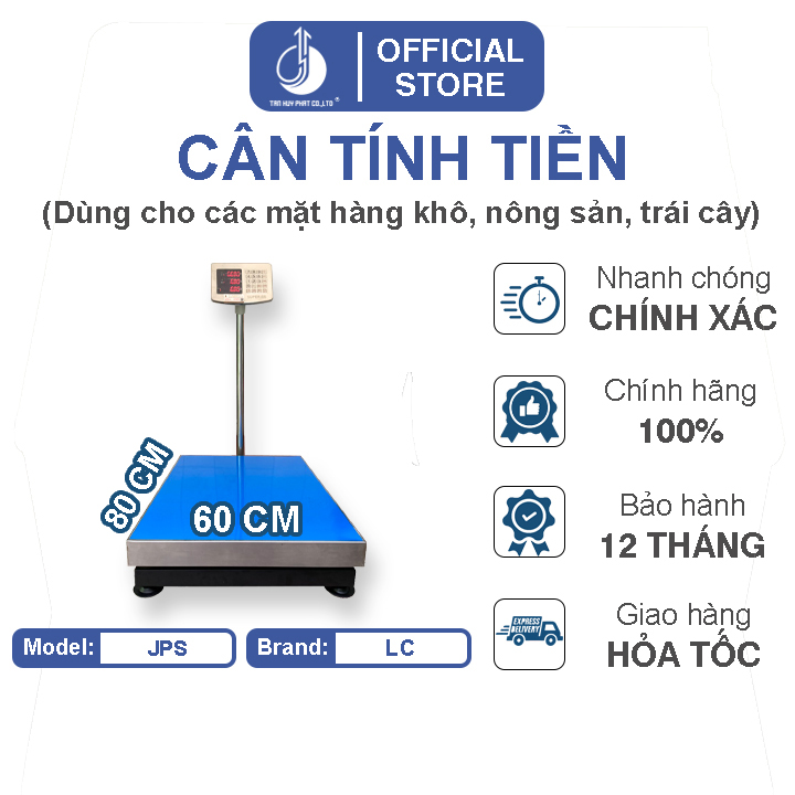 Cân Điện Tử Tính Tiền JPS - Mặt Bàn Cân 600x800MM - Đầu Chống Nước