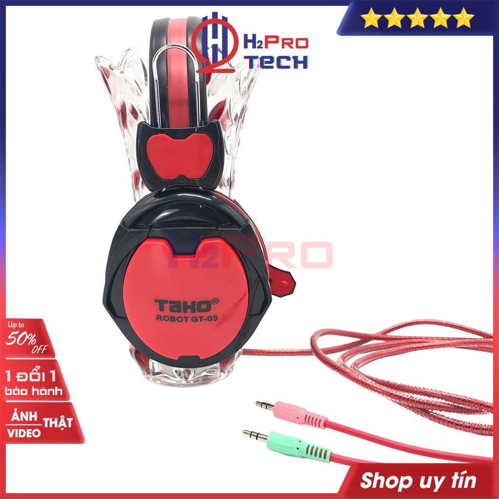 Tai Nghe Chụp Gaming, Tai Nghe Chụp Tai Có Dây Tako Robot GT-03 Chống Ồn-Bass Căng, Có Mic, Dây Dài 2M - H2Pro Tech