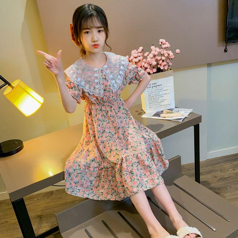 DONGSHOP HOT Cô gái ăn mặc mùa hè trang phục mùa hè 2022 tây váy công chúa cô gái hoa đầm đầm chiffon váy mùa hè