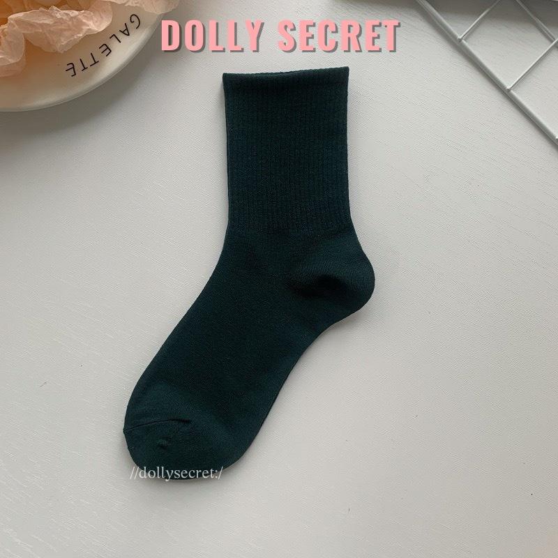 Tất nữ nhún cao cổ bèo dễ thương màu pastel trơn chất liệu cotton mềm mịn thoáng DOLLY SECRET T17