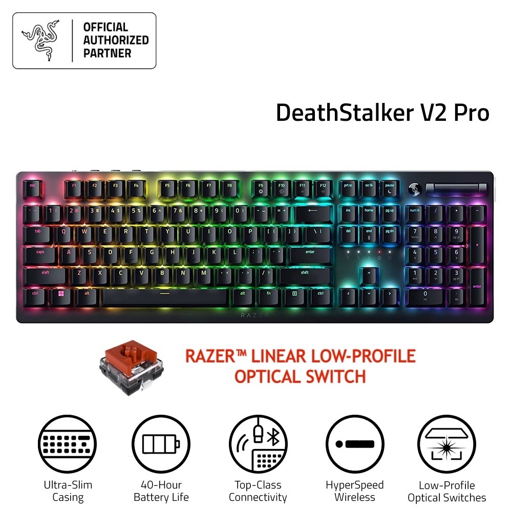 Bàn phím Gaming không dây Razer DeathStalker V2 Pro Low Profile Optical - Hàng chính hãng