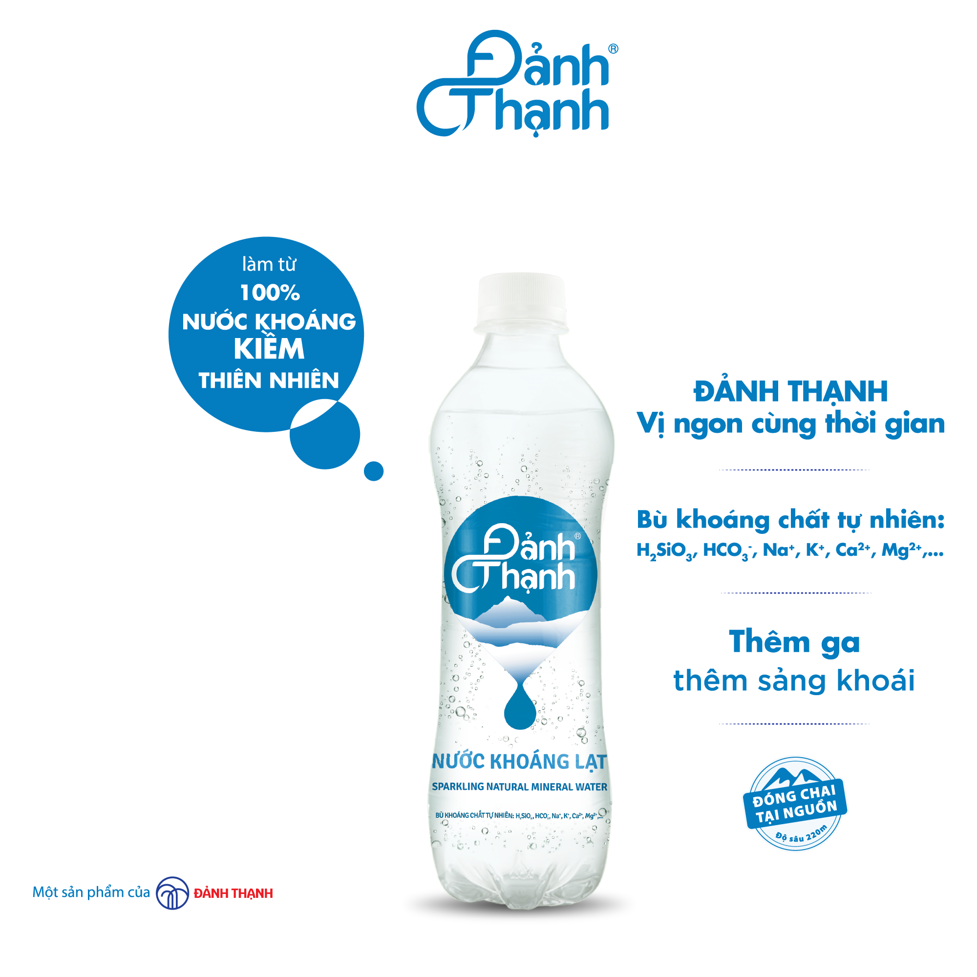 Thung 24 Chai Nước Khoáng Thiên Nhiên Có Ga Đảnh Thạnh 430Ml