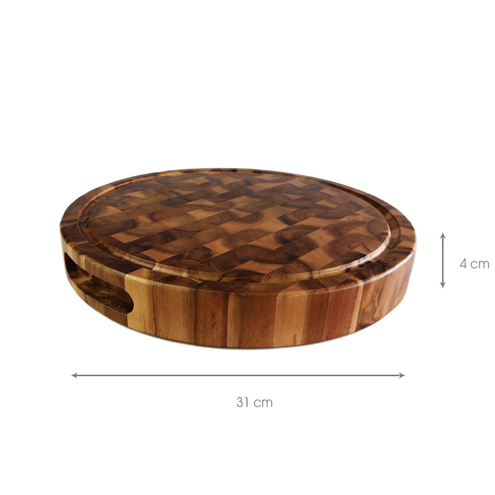 Thớt Tròn gỗ tràm sớ lật Dùng để chặt Thái sắt Siêu Bền - Kích thước: D31 x 4 cm  - Đức Thành 16061