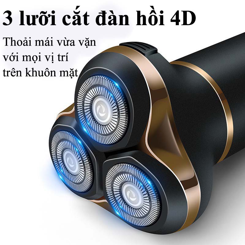 Máy Cạo Râu Đa Năng 3 In 1 Hàn Quốc Cao Cấp Tông Đơ Cắt Tóc Tỉa Lông Mũi Cạo Khô Cạo Ướt Dao Cạo Râu Điện Cạo Lông Chống Nước IPX7 Có Thể Thay Lưỡi Pin Trâu