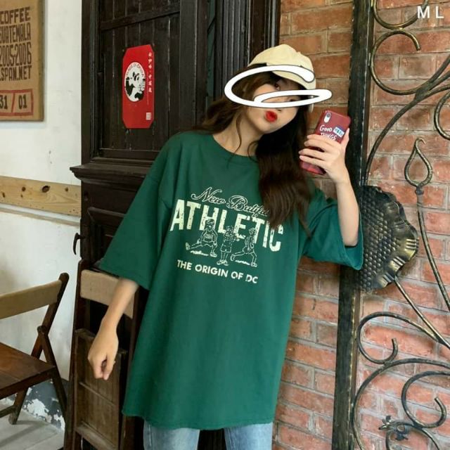 Áo thun xanh ATHLETIC MẪU ÁO THUN TAY LỠ FORM RỘNG HÀNG 3158 CHẤT LƯỢNG CAO