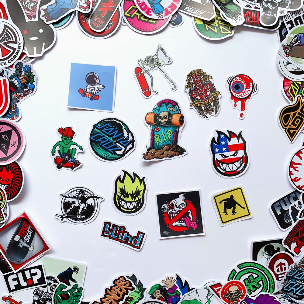 Sticker Skateboard Trượt Ván Ngẫu Nhiên Chất Lượng Cao Chống Nước Trang Trí Nón Bảo Hiểm Vali Đàn Xe Máy Xe Đạp