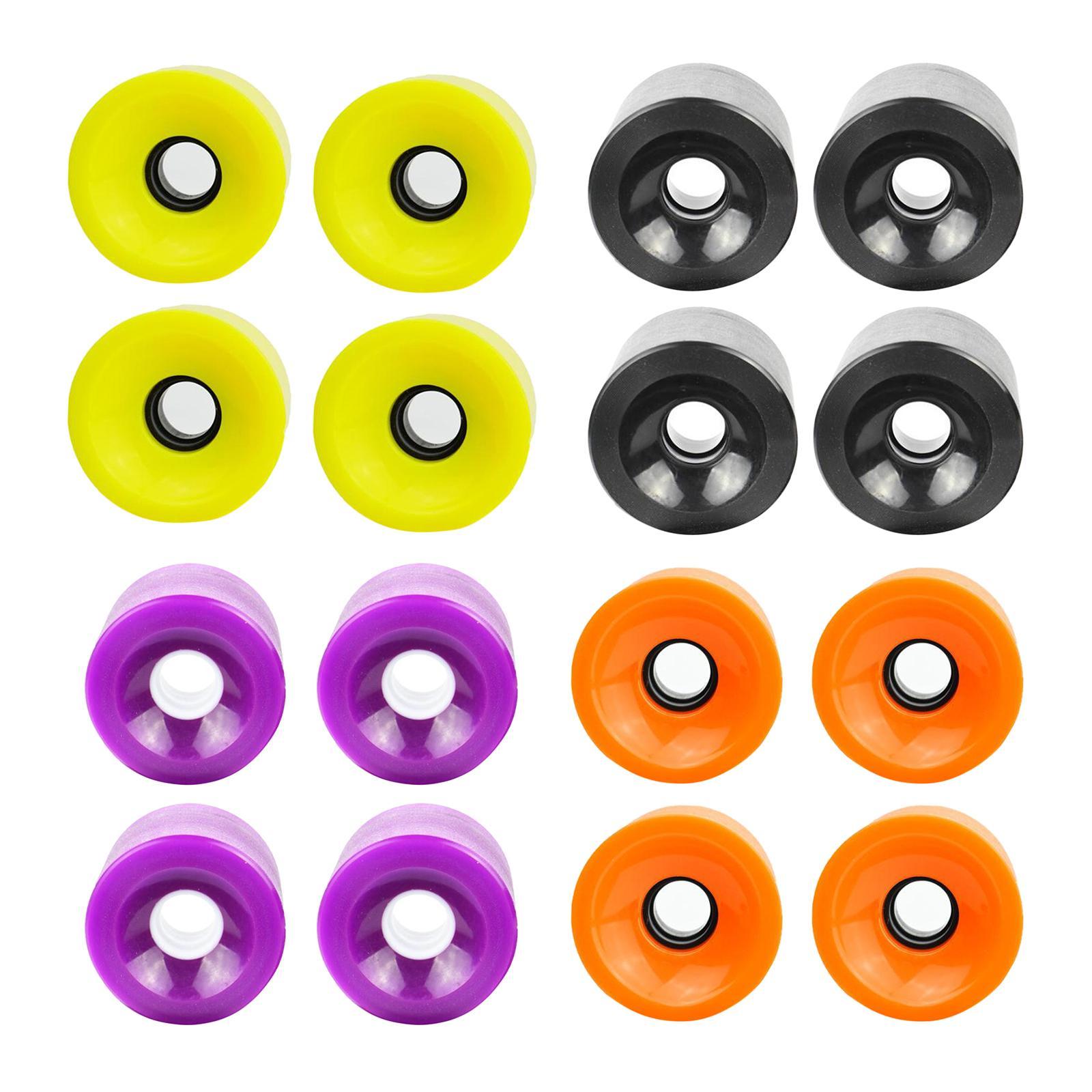 4Pieces Longboard Wheels Set 70x51mm Skate Board PU Roller 78A Wheel Black