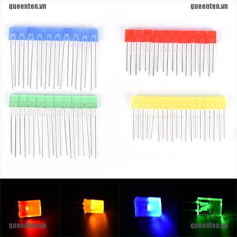 100pcs Rectangular Square LED Emitting Diodes Light Bulbs Yellow/Red/Blue/Green QUVN