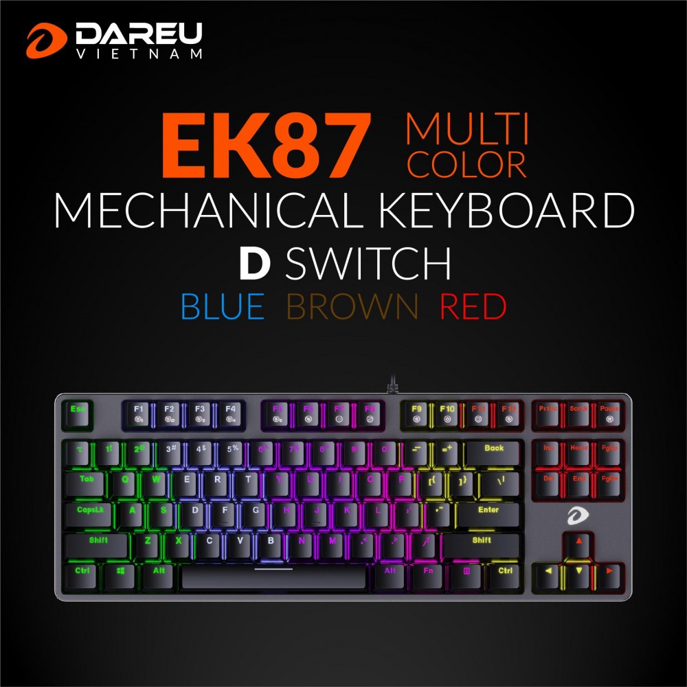 Bàn phím cơ Gaming DAREU EK87 Multi LED - Hàng chính hãng