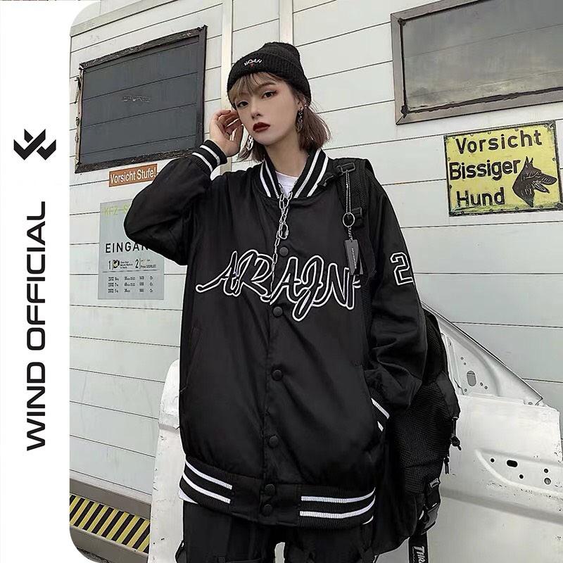 Áo khoác bomber dù unisex form rộng 2 lớp 28 nam nữ ulzzang Wind