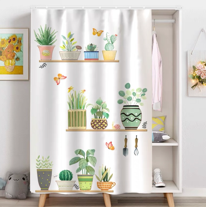 Rèm Vải Khoen Lỗ, Khoen Ri Đô, Rèm Dán KỆ HOA XƯƠNG RỒNG Vải Dày Khả Năng Chống Nắng Cao