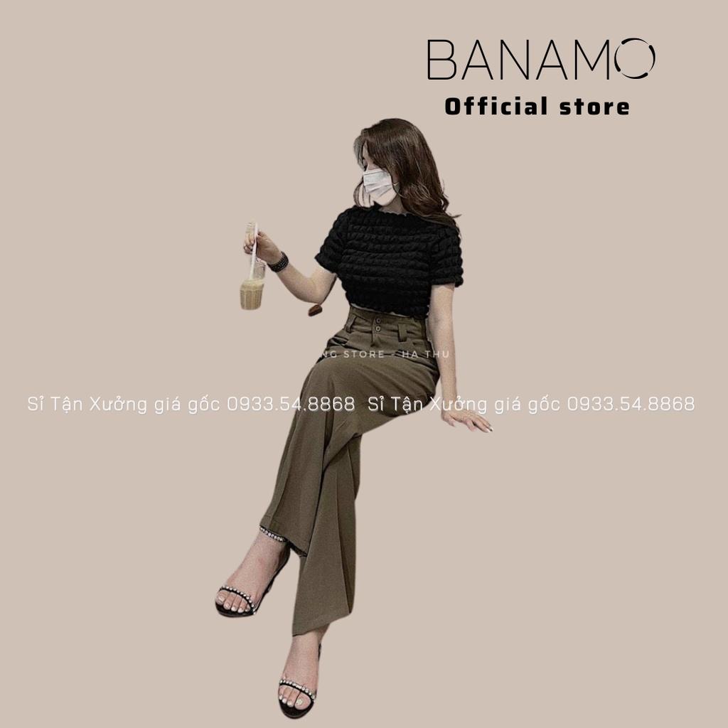 Quần ống suông đỉa bản to chất siêu đẹp thời trang Banamo Fashion sớ suông đỉa to 973