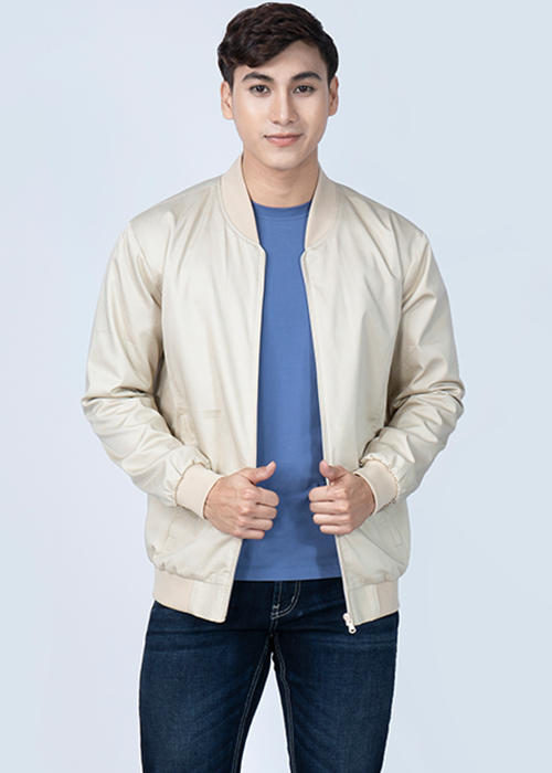 Áo Jacket Khaki Bomber Nam In Họa Tiết Novelty NJKMHTMT3R1905662 - Kem