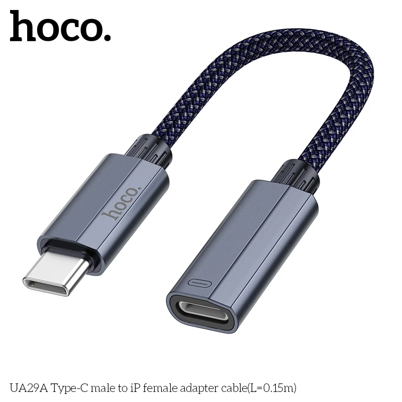 (L to C) Đầu chuyển đổi cáp Type C to L thành cáp Type C to Type C sạc nhanh PD 60W cho điện thoại Hoco UA29A _ Hàng chính hãng