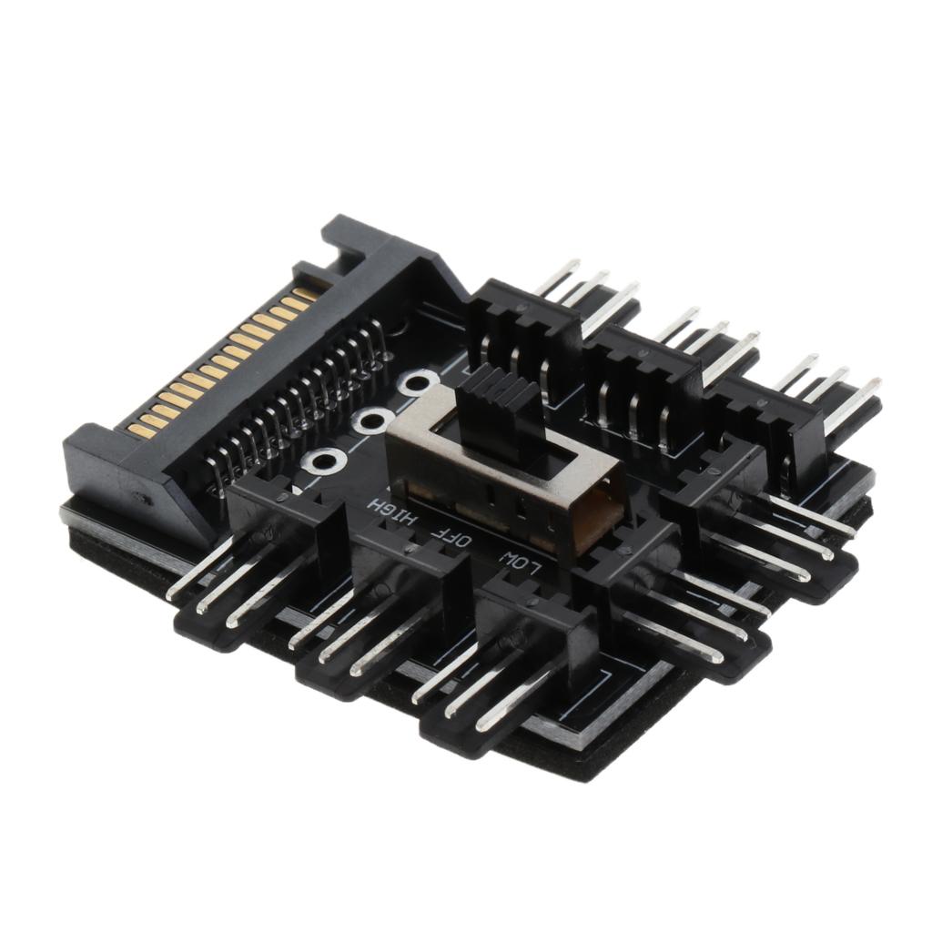 2xComputer Cooling SATA Fan Controller Fan Hub Governor With 3 Level Switch