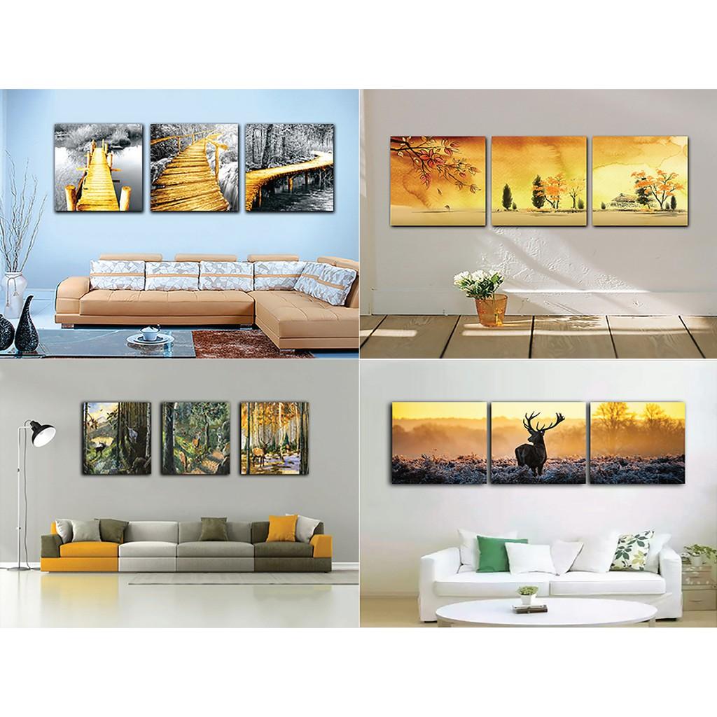 -Tranh đẹp bộ ba treo tường, tranh bộ ghép, tranh gỗ, tranh thiên nhiên, tranh đẹp, tranh gỗ MDF đẹp