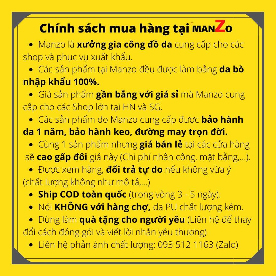 Dây lưng nam da bò màu nâu MANZO TLN-01 bảo hành 18 tháng