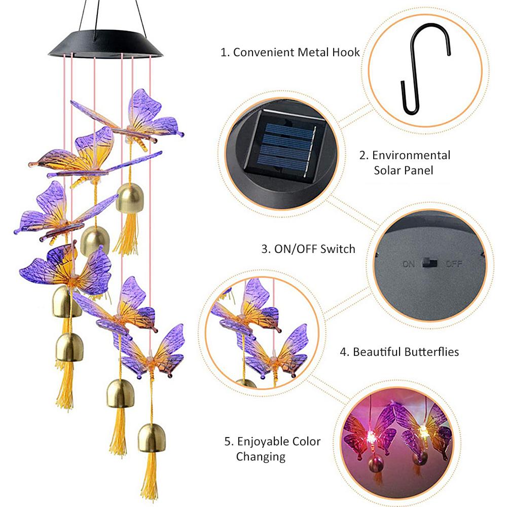 Đèn treo chuông gió năng lượng mặt trời cho cửa sổ sân vườn nhà