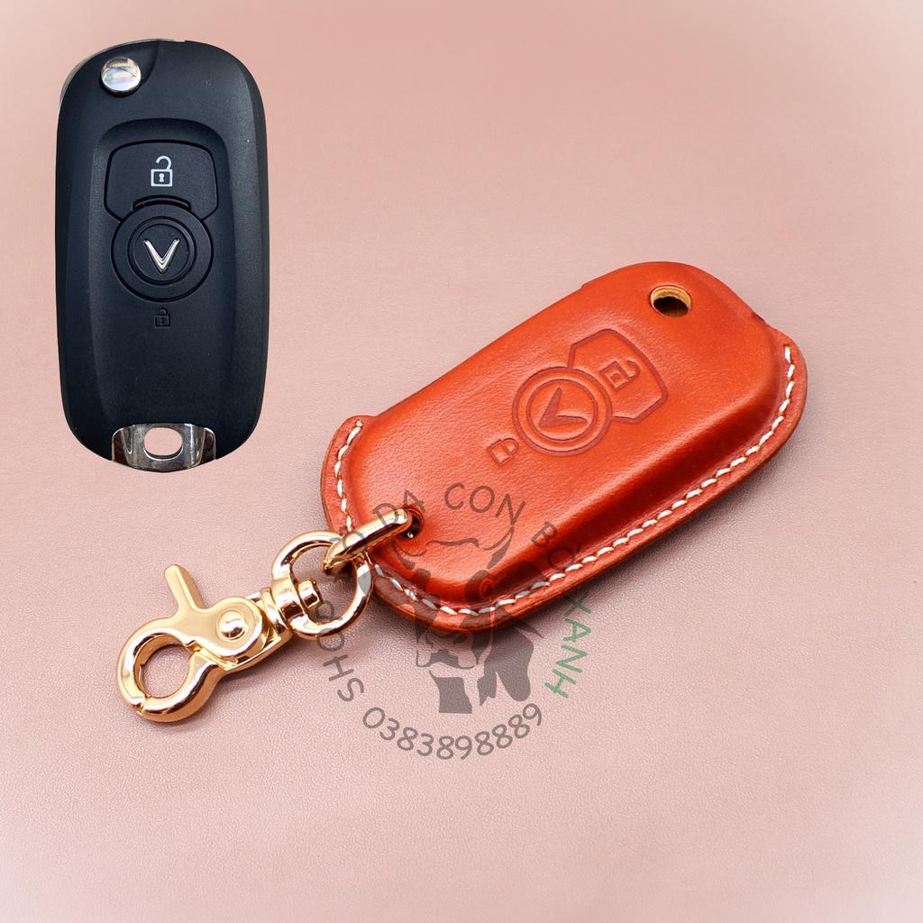Bao da dành cho Chìa Khoá Ép Phom Vinfast Fadil handmade da thật 001e
