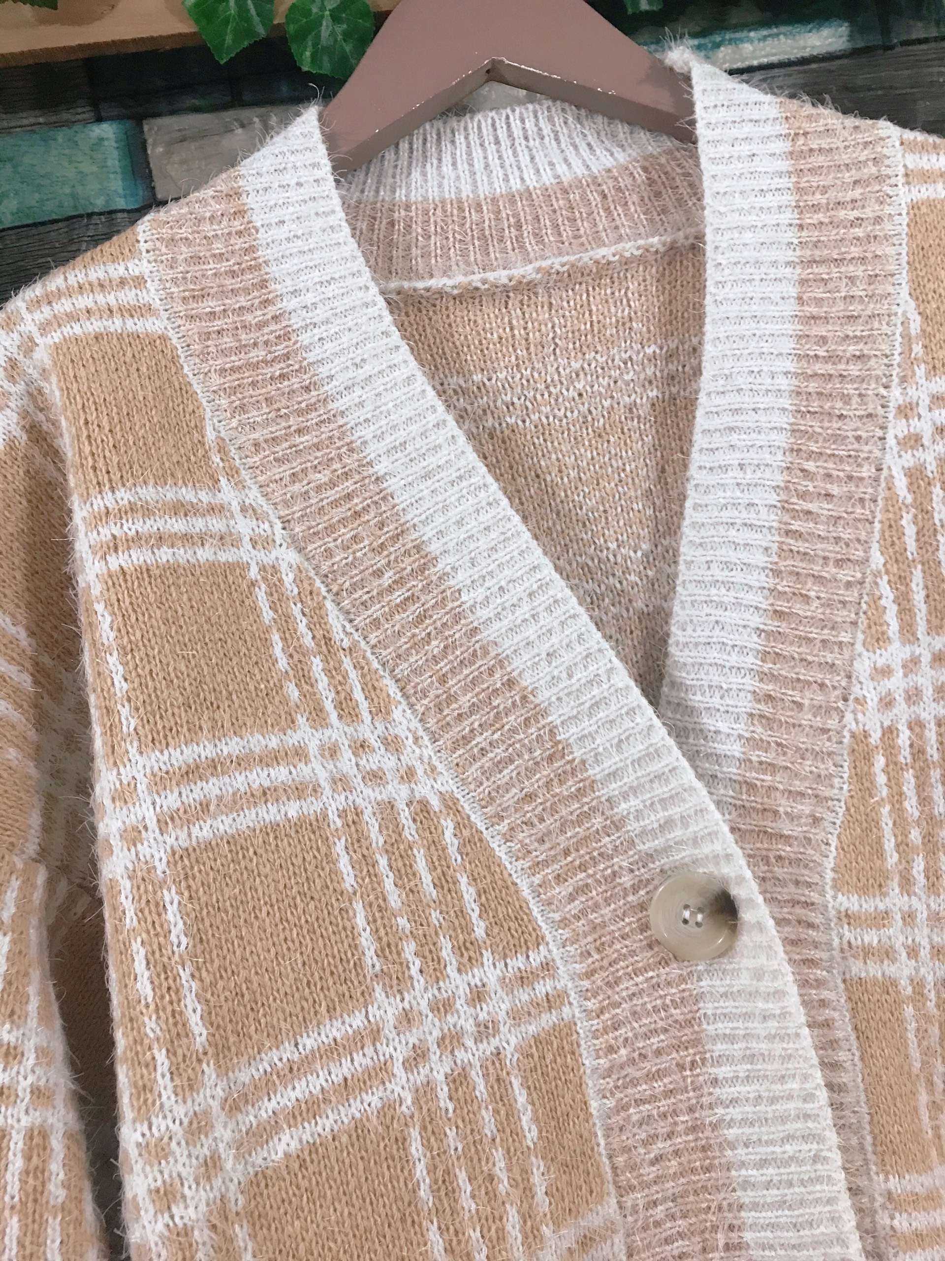 Áo khoác cardigan len caro dày rộng cao cấp kiểu Hàn - AL10260 - Hàng Quảng Châu