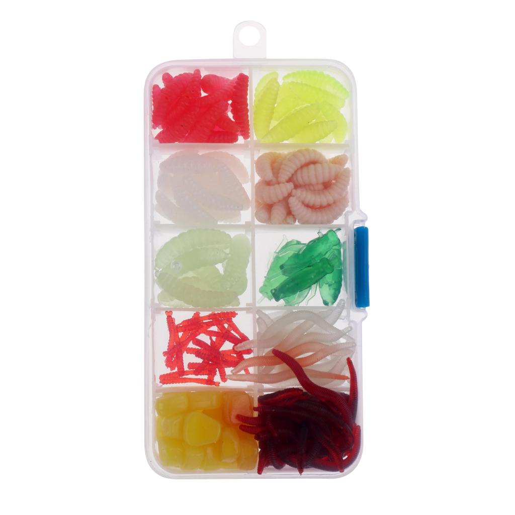 175 Pieces Soft Bait Set Artificial Worm Lure Set Fishing Tackle with Box