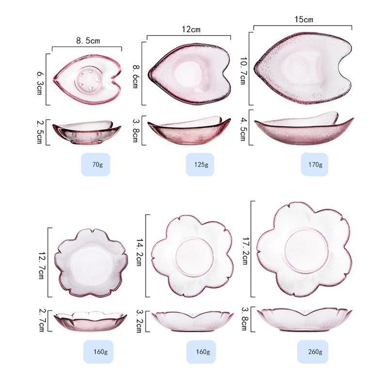 Bát Thủy Tinh Chén Thủy Tinh Đĩa Thủy Tinh Đựng Nước Chấm Hoa Anh Đào Decor Đẹp B002