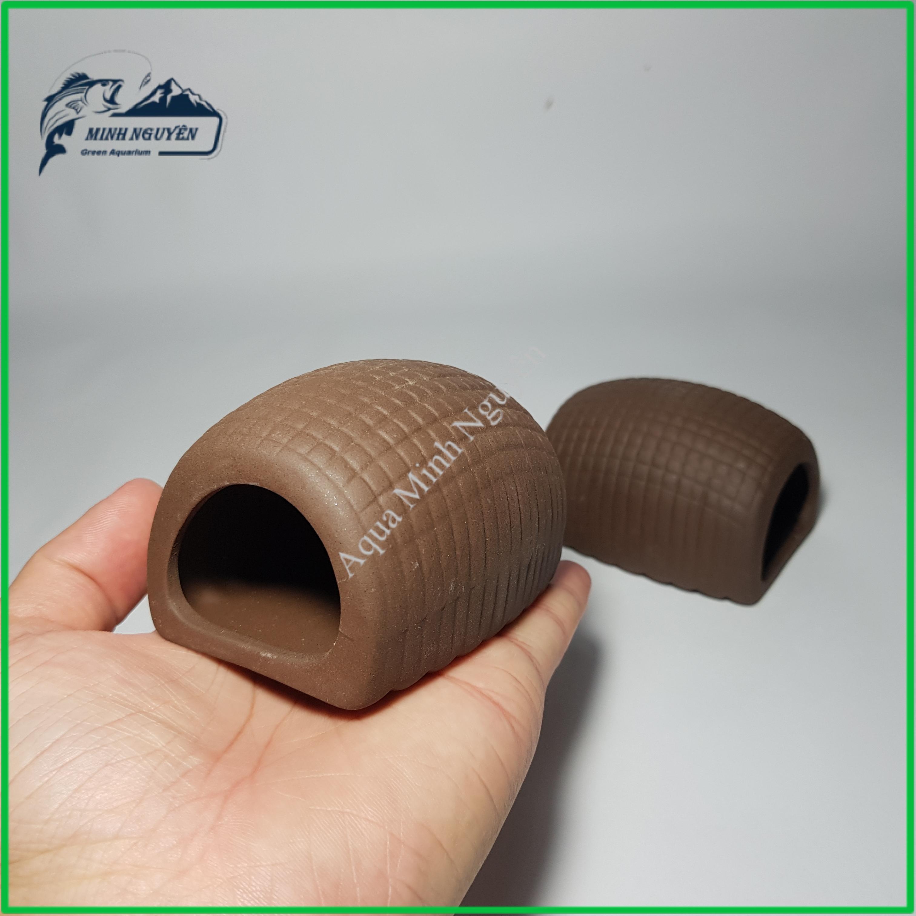 Hang Tép Rỏ Bầu Dục- Đồ chơi tép Hang Tép bằng gốm trang trí bể tép cảnh cá cảnh thủy sinh cao cấp