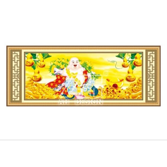 Tranh thêu chữ thập Phật Di Lạc kt 115x52cm