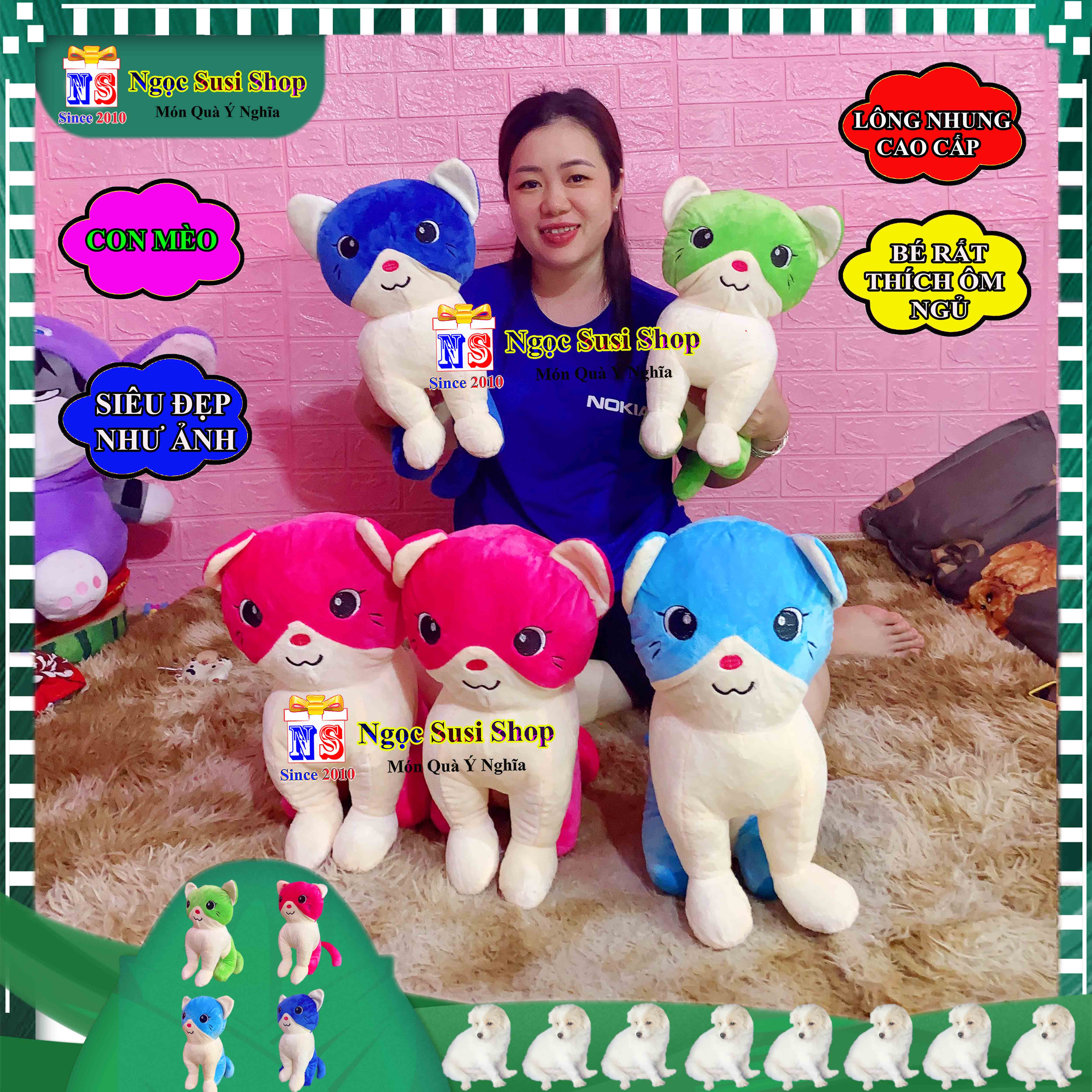GẤU BÔNG CON MÈO NGỒI RẤT DỄ THƯƠNG DÀNH CHO BÉ YÊU HÀNG ĐỘC - GIAO NGẪU NHIÊN MÀU
