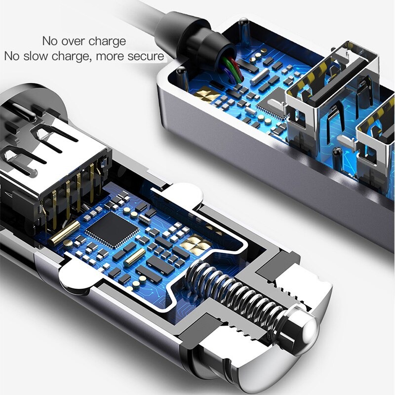 Bộ Sạc Thông Minh Trên Xe Hơi, Ô Tô 1 Cổng Usb Và 3 Cổng USB Kéo Dài Công Suất 5.5A - Hàng Chính Hãng Baseus