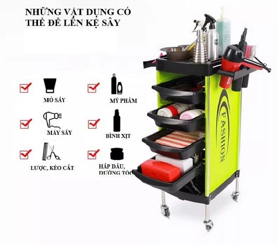 Xe đẩy làm tóc, kệ nhuộm chuyên dùng cho salon tóc