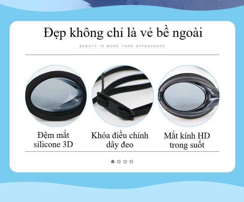 Kính bơi người lớn HAIZID 6300 dây đeo nhỏ, chống sương