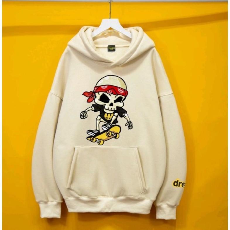 Hoodie drew xương trượt ván, chất liệu vải nỉ bông dày cao cấp