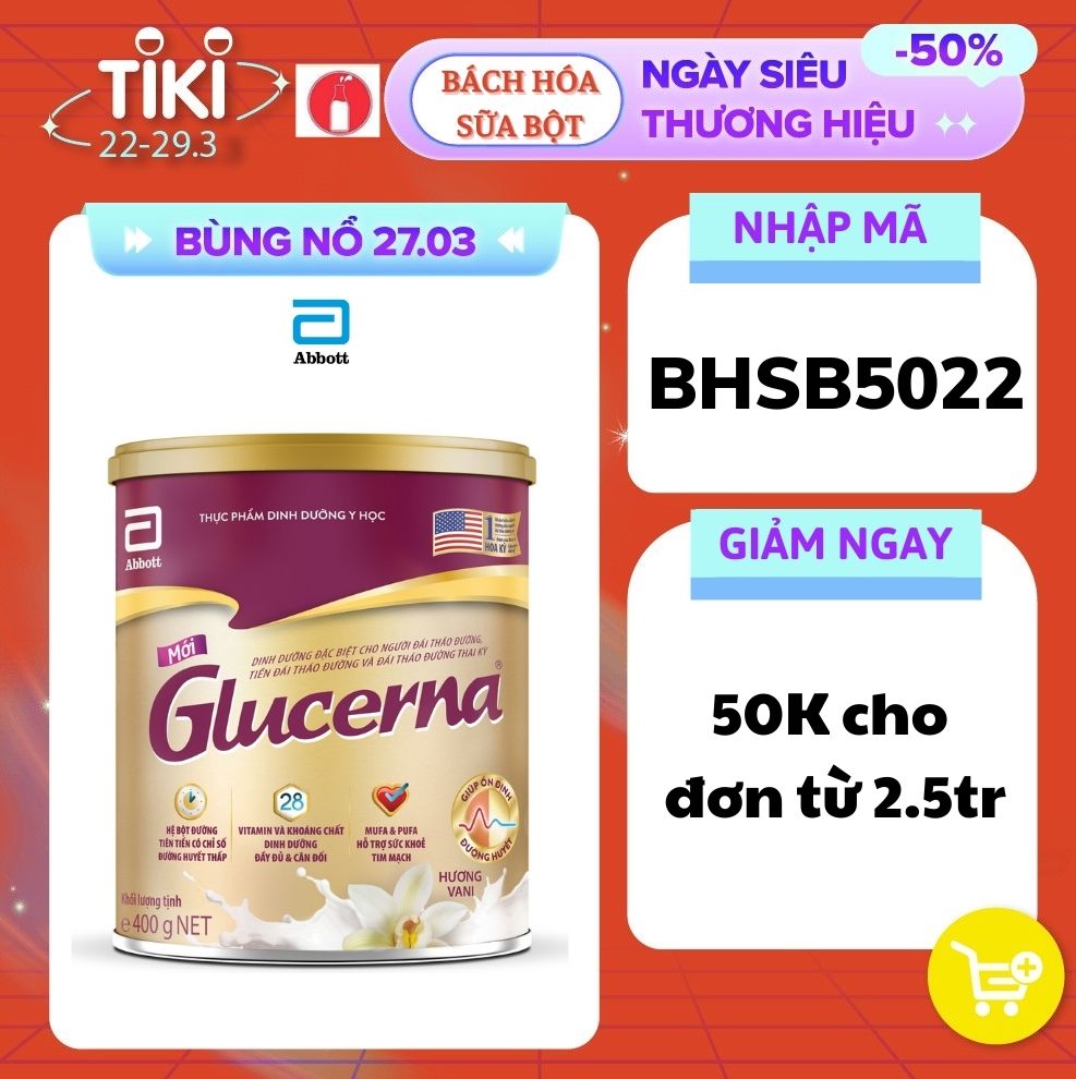 Sữa Bột Dành Cho Người bị Tiểu Đường Abbott Glucerna Vani 400g