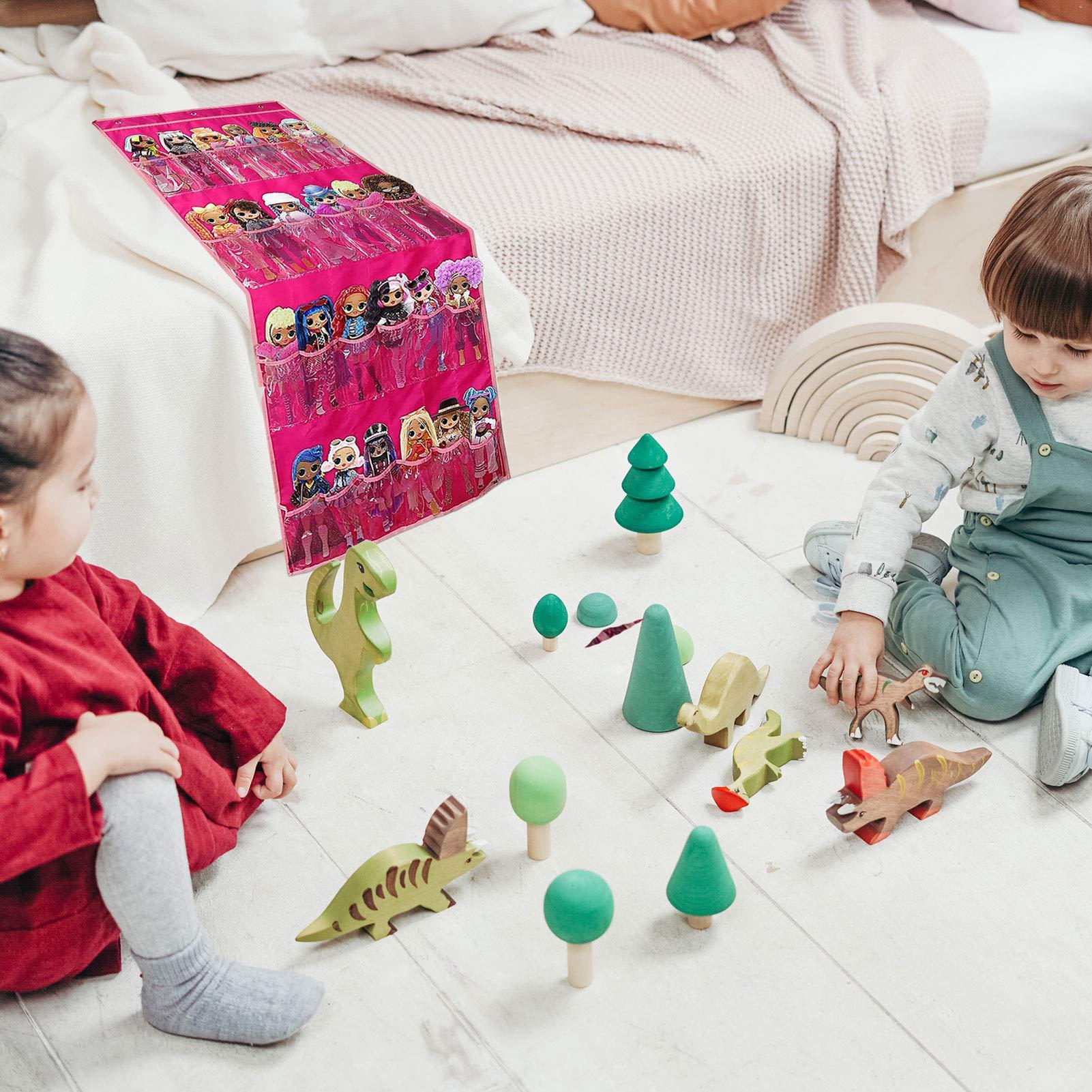 Nhà tổ chức đã treo đồ chơi trẻ em, Túi lưu trữ để treo tường, 24 túi , tương thích với búp bê LOL OMG, búp bê Barbie