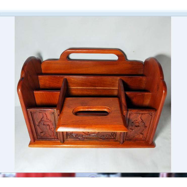 GIÁ ĐỰNG BÚT,Đựng Đồ ĐA NĂNG GỖ HƯƠNG - LOẠI TO CHẠM TỨ DIỆN