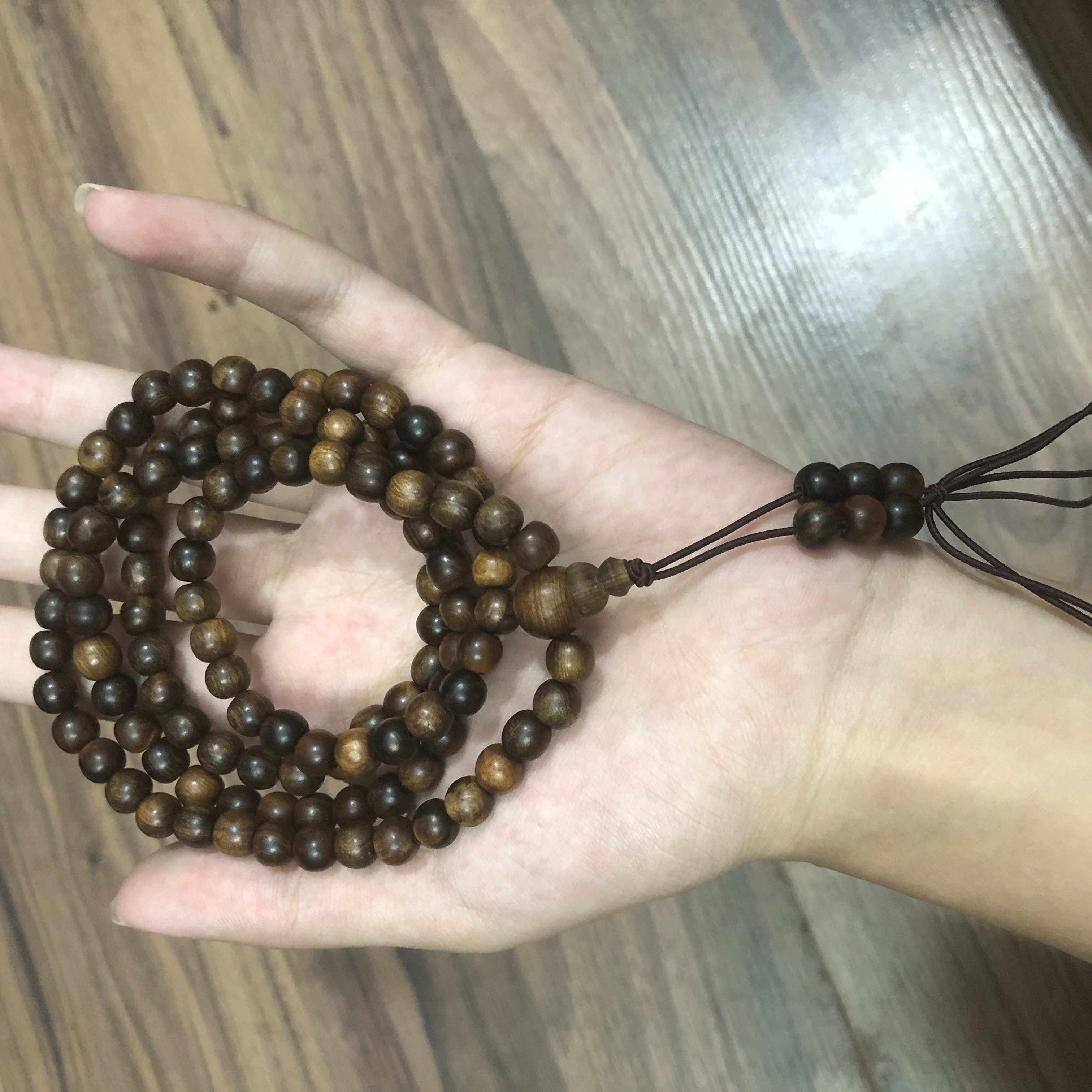 Chuỗi vòng tay/vòng cổ 2 in 1 108 hạt gỗ Bách Xanh - 6mm chìm nước Tĩnh Tâm - An Yên - Bracelet of HAHANCO