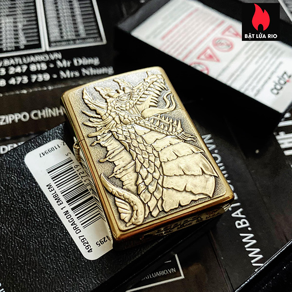 Bật Lửa Zippo 49297 – Zippo Dragon Emblem Brushed Brass