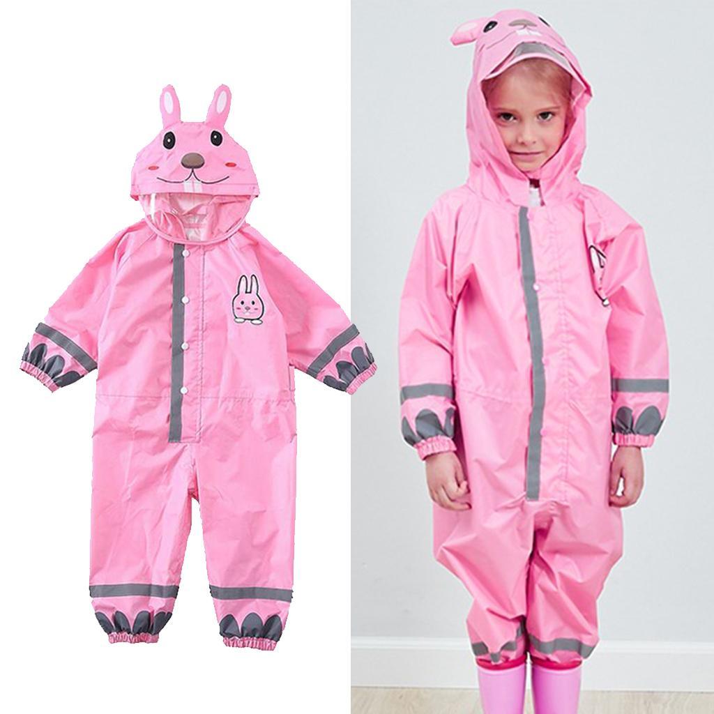 Cute Raincoat Children Cartoon Rain Coat Kids Rainwear Waterproof pink S