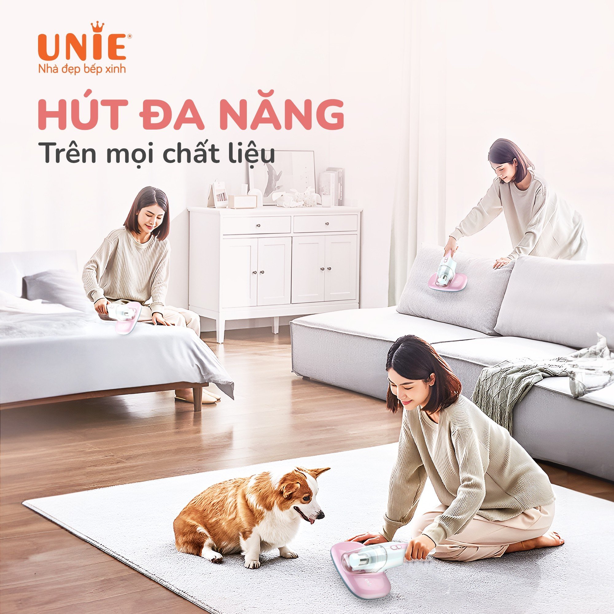 Máy hút bụi chăn đệm UNIE UMV61,Hút đa năngmọi chất liệu,Đèn UV diệt khuẩn công suất 300w mạnh mẽ nhỏ gọn tiện lợi- hàng chính hãng