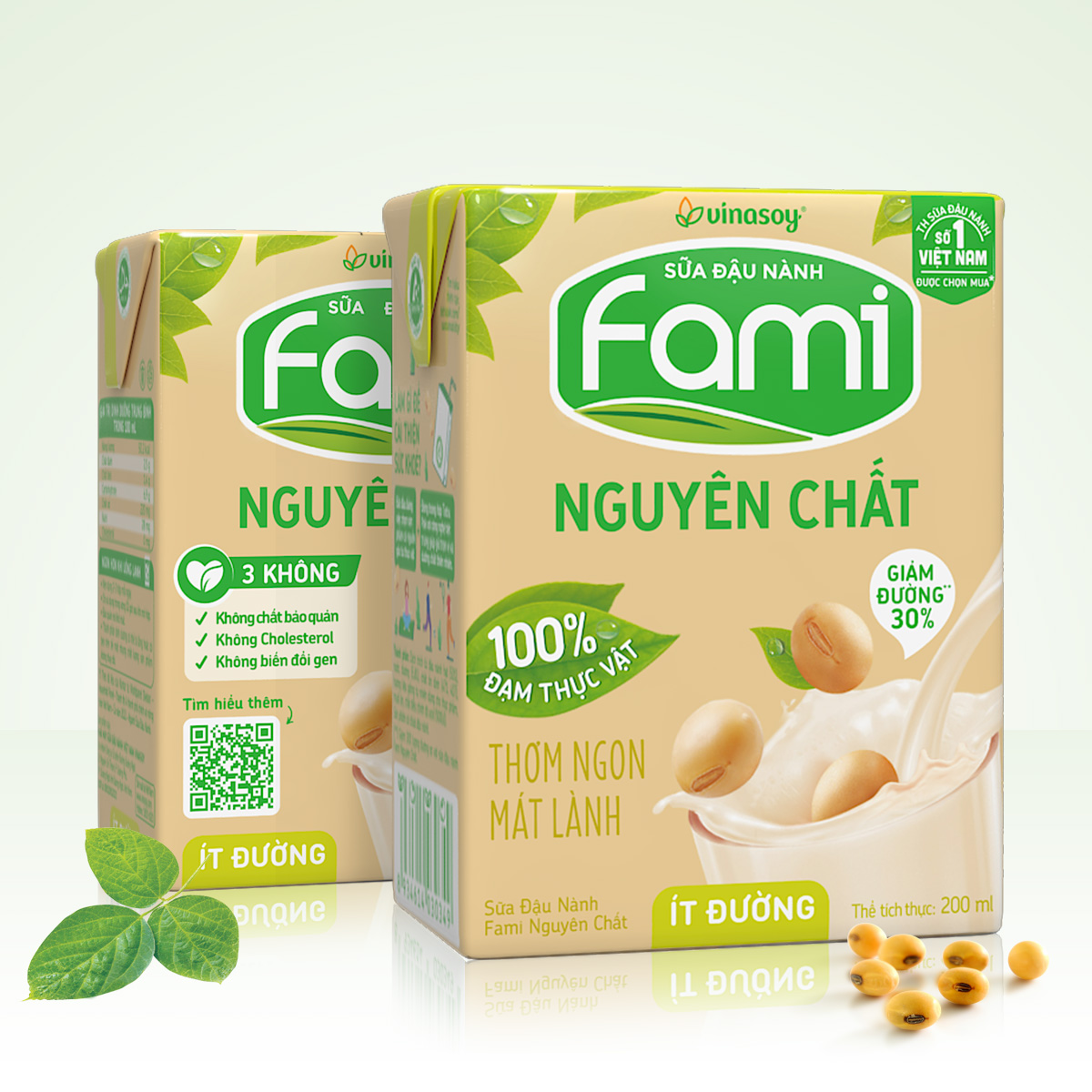 Thùng Sữa đậu nành Fami Nguyên Chất ít đường (200ml x 36 Hộp)