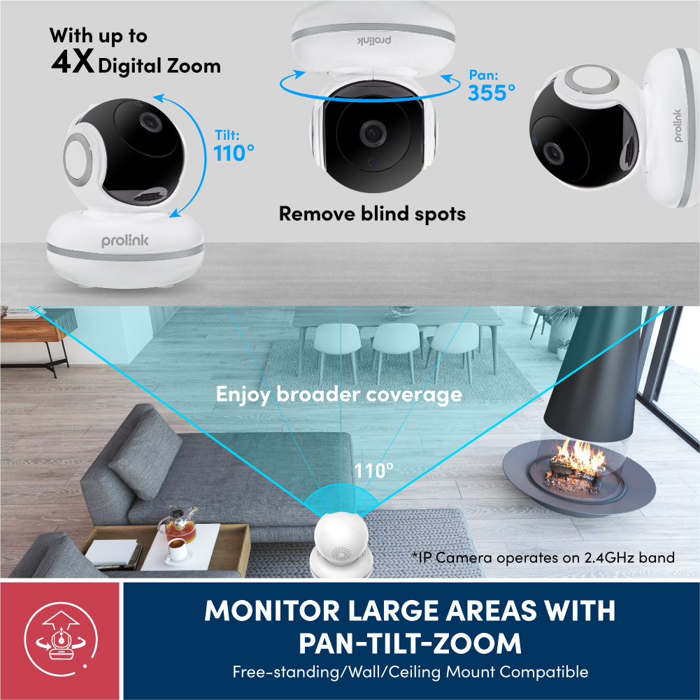 Camera Wifi PROLiNK PIC3003WP thông minh giá rẻ, siêu nét Full HD 1080P, góc nhìn rộng, âm thanh 2 chiều - Hàng chính hãng