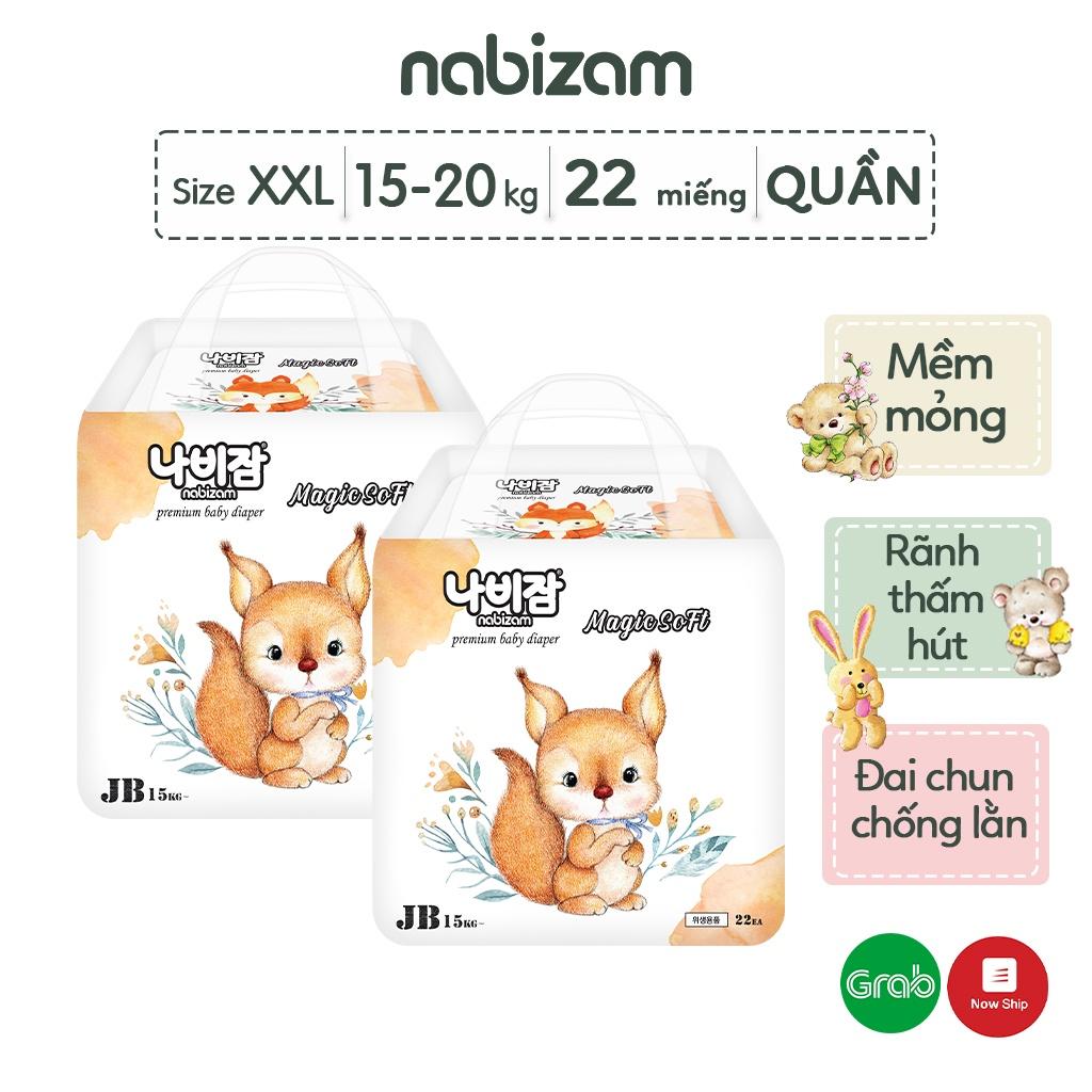 COMBO 2 Tã/Bỉm Quần NABIZAM Magic Soft Nội Địa Hàn Cao Cấp, Khô Thoáng Hiệu Quả Size 2XL Cho Bé Trên 15kg,22 Miếng/Bịch